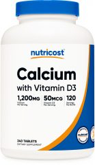 nutricost calcium with vitamin d3 120 tablets bottle