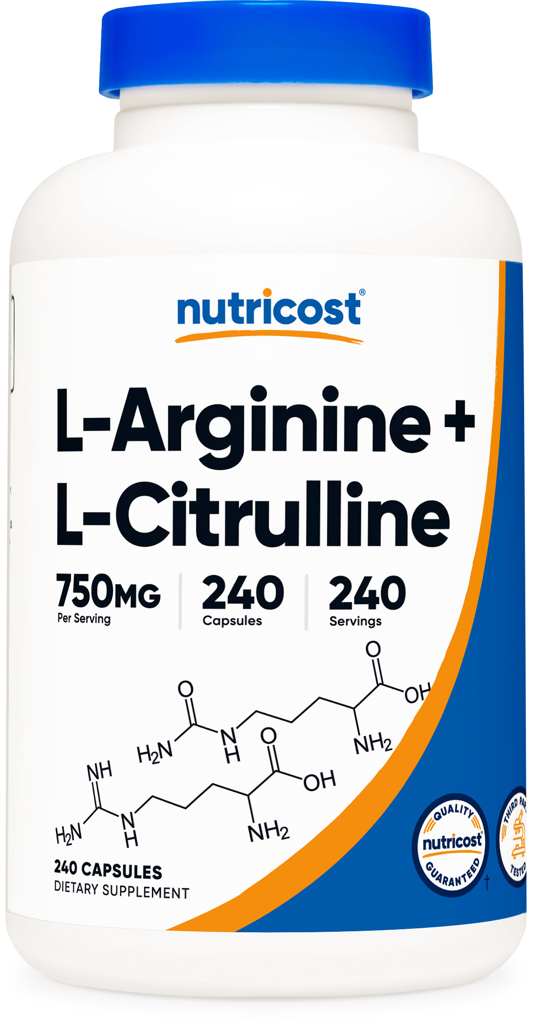 nutricost l-arginine l-citrulline 240 capsules bottle