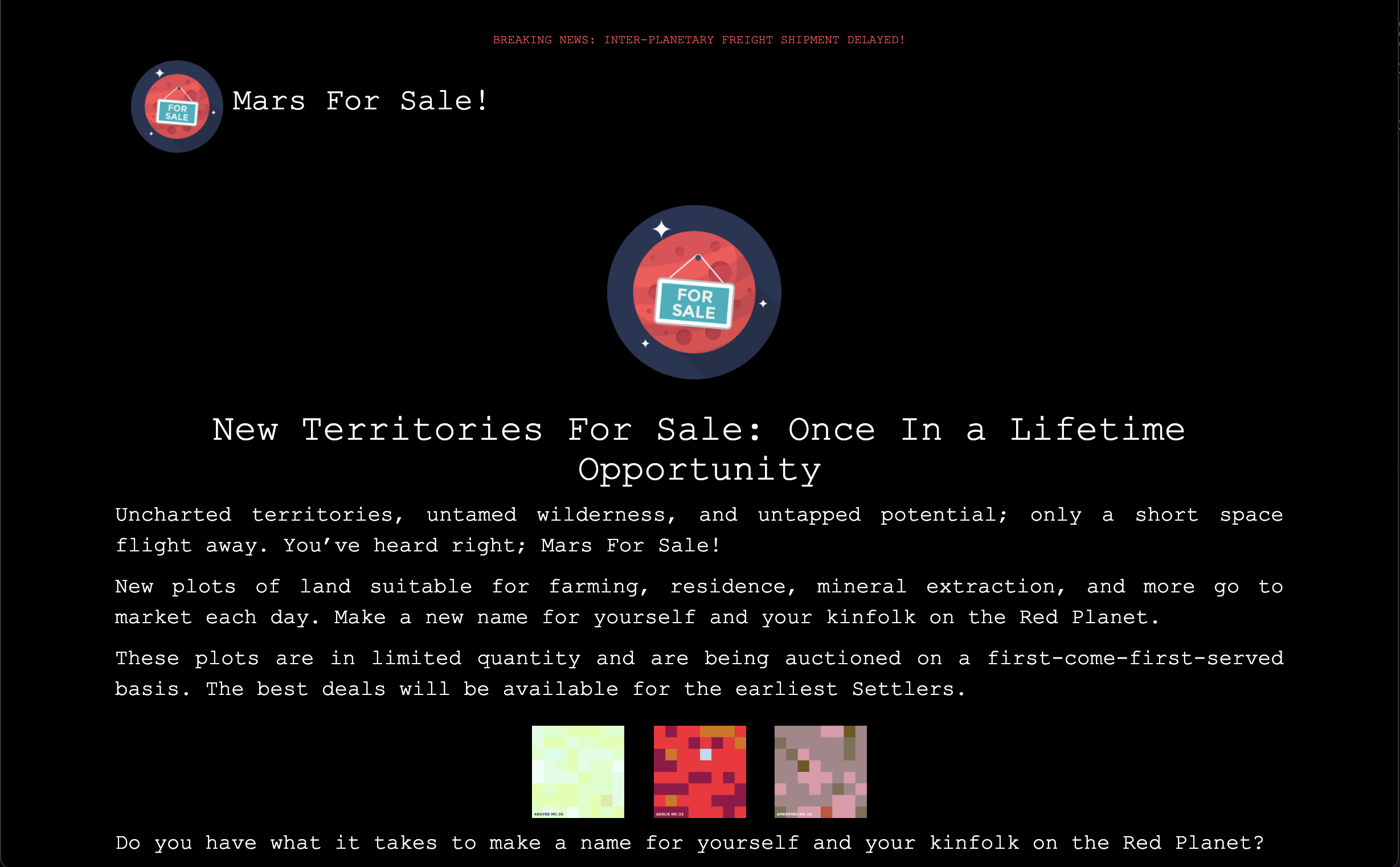 Mars For Sale ETHGlobal