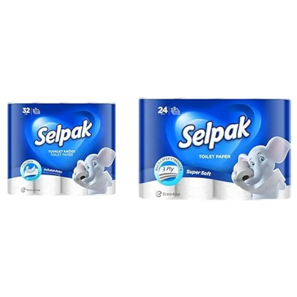 Selpak Tuvalet Kağıdı, 32'li, 1 Paket (1 x 32 Adet), 2.83 kg + Selpak Tuvalet Kağıdı 24'lü