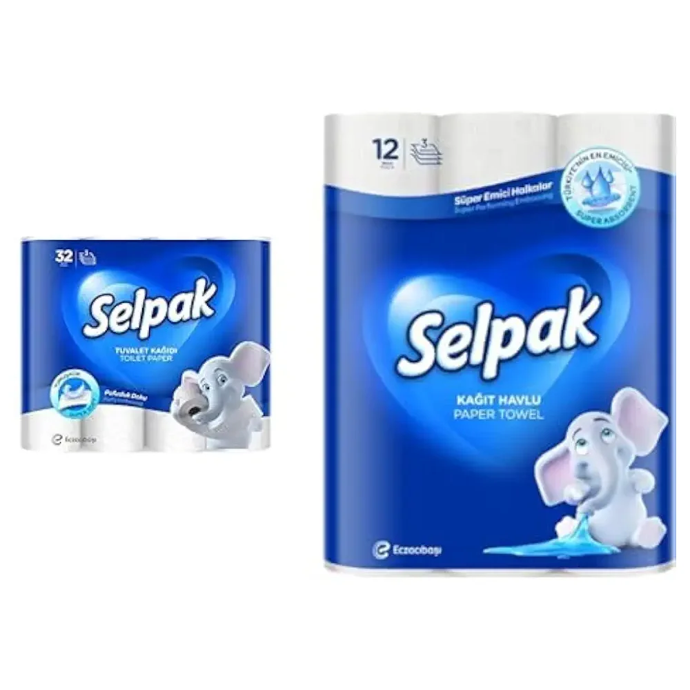 Selpak Tuvalet Kağıdı ve Kağıt Havlu Paketi (32'li + 12'li)