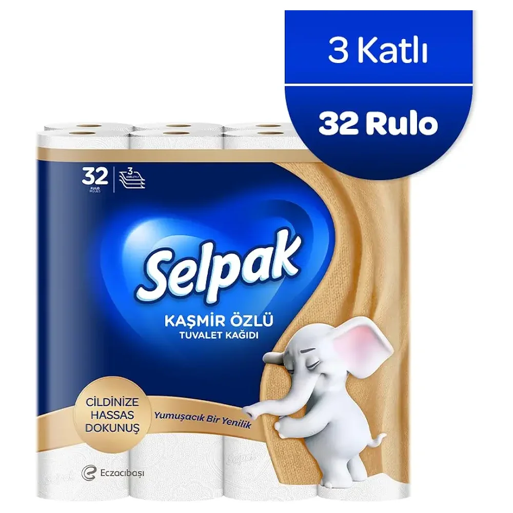 Selpak Kaşmir Katkılı 3 Katlı Tuvalet Kağıdı 32'li
