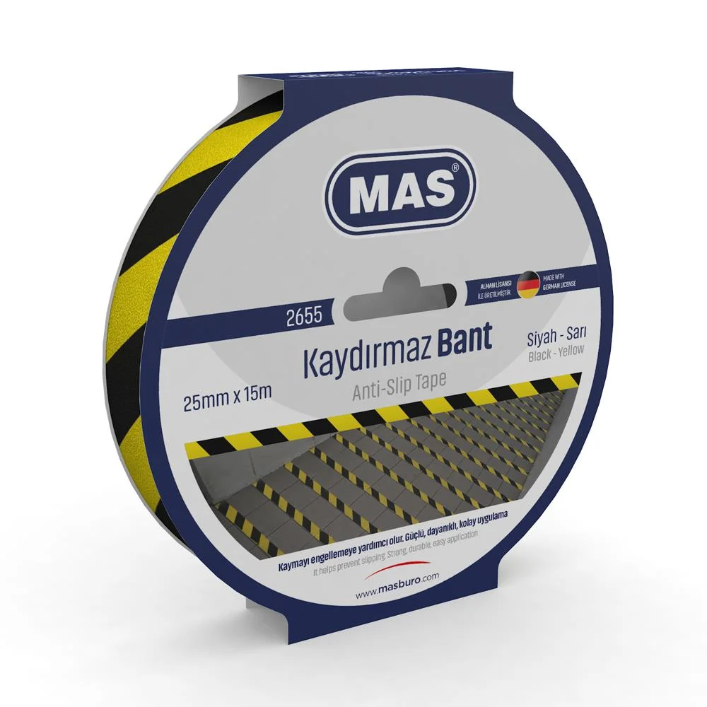 MAS 2655 Kaydırmaz Bant 25mm x 15m Sarı&Siyah