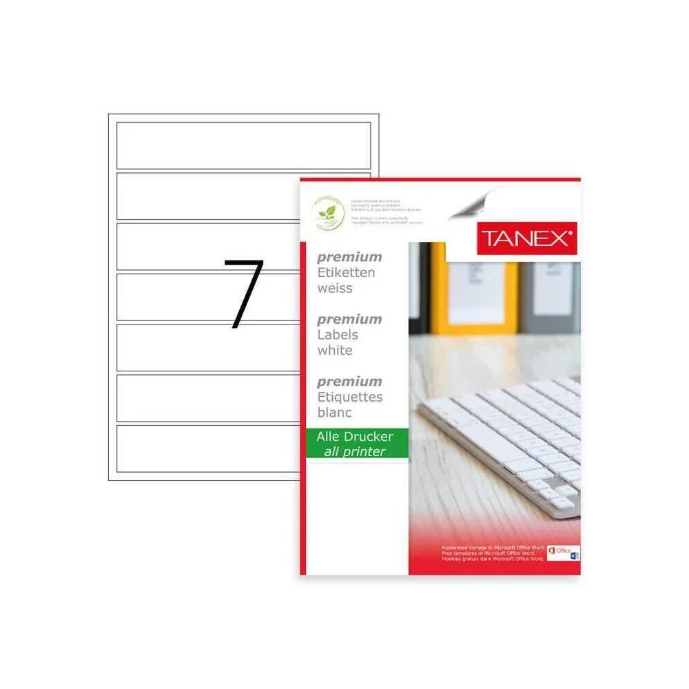 Tanex Tw-2007 Yazıcı Etiketi 200 X 37 Mm 100 Adet - Beyaz