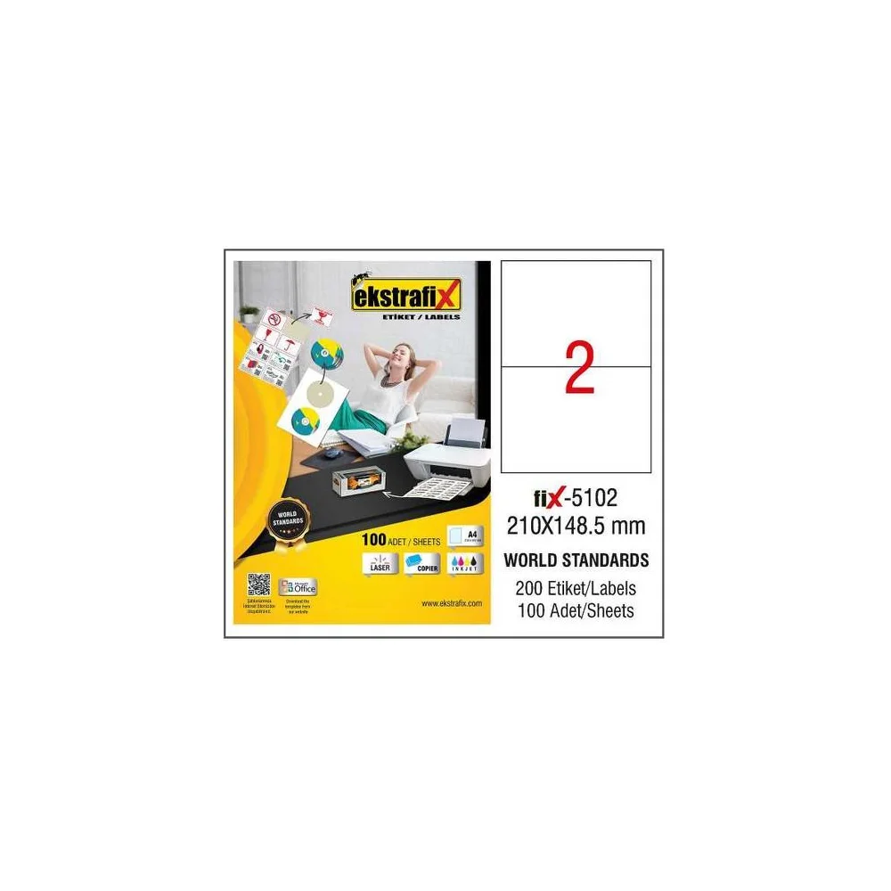 Ekstrafix Laser Etiket ( Fix-5102 ) 210x148,5 mm