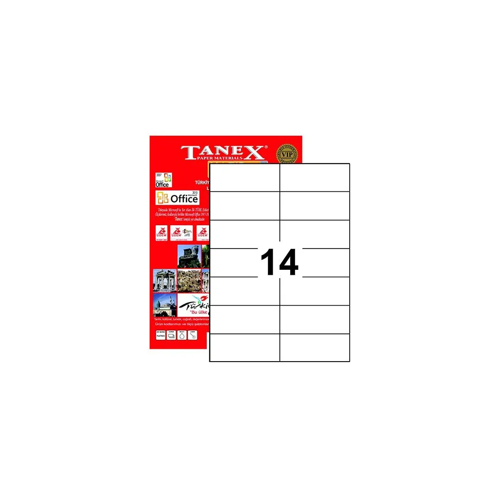 Tanex Tw-2712 Yazıcı Etiketi 105 X 42.7 Mm 1.400 Adet - Beyaz