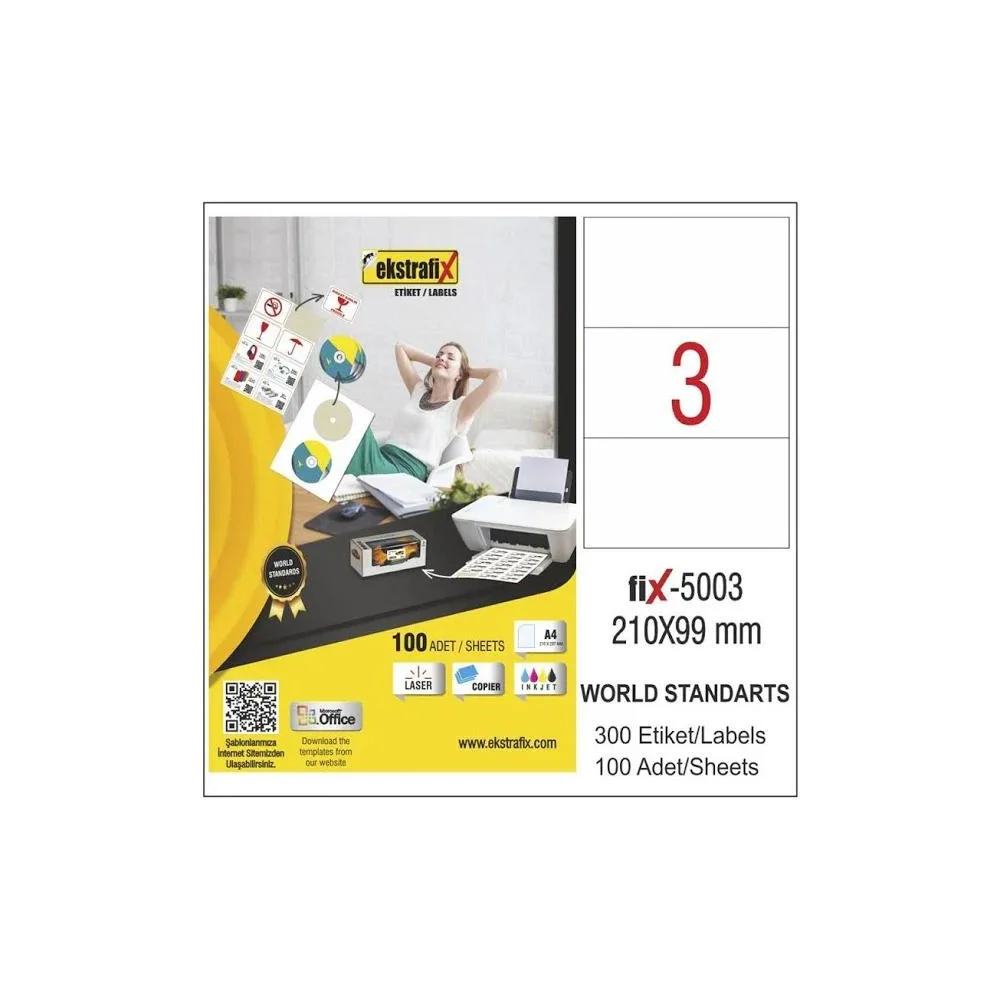 Ekstrafix Laser Etiket ( Fix-5003 ) 210x99 mm