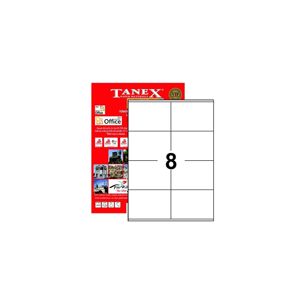 Tanex Tw-2208 Yazıcı Etiketi 105 X 70 Mm 800 Adet - Beyaz