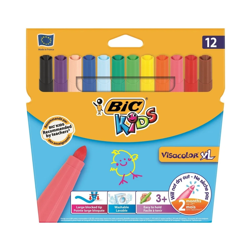Bic Keçeli Boya Kalemi Visa XL Jumbo 12 Renk