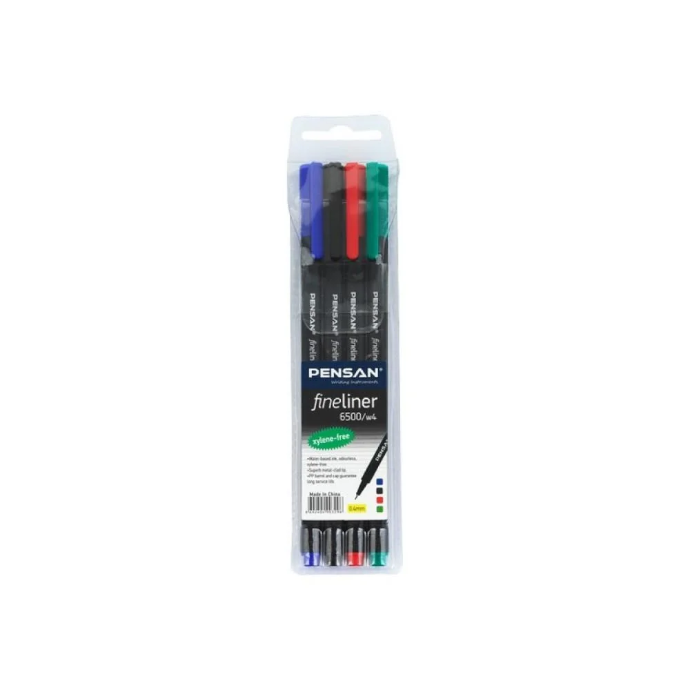 Pensan 6500 Fineliner Keçe Uç 4 Renk Tükenmez Kalem