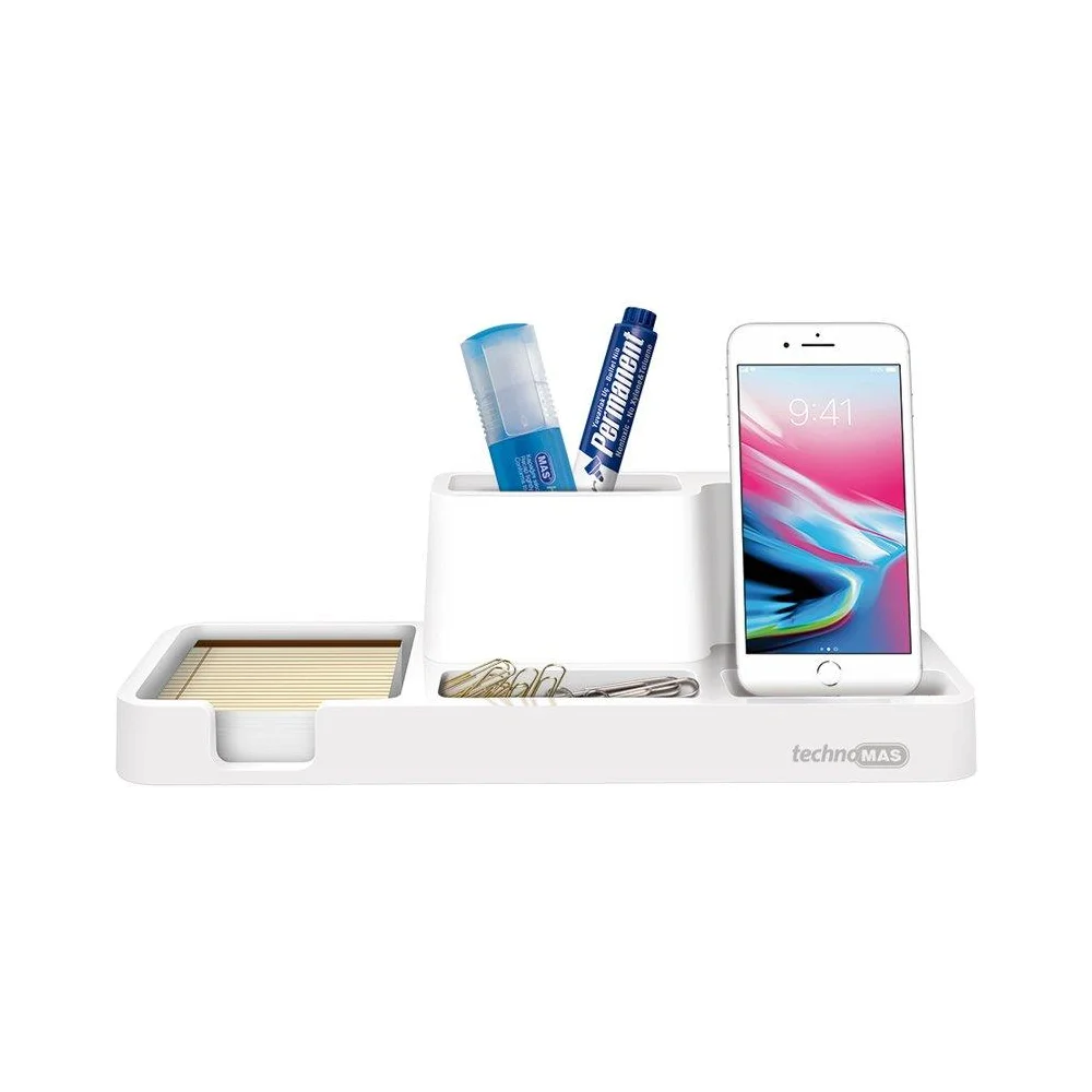 Mas 6616 Kablosuz Akıllı Telefon Şarjlı Masa Üstü Organizer Beyaz
