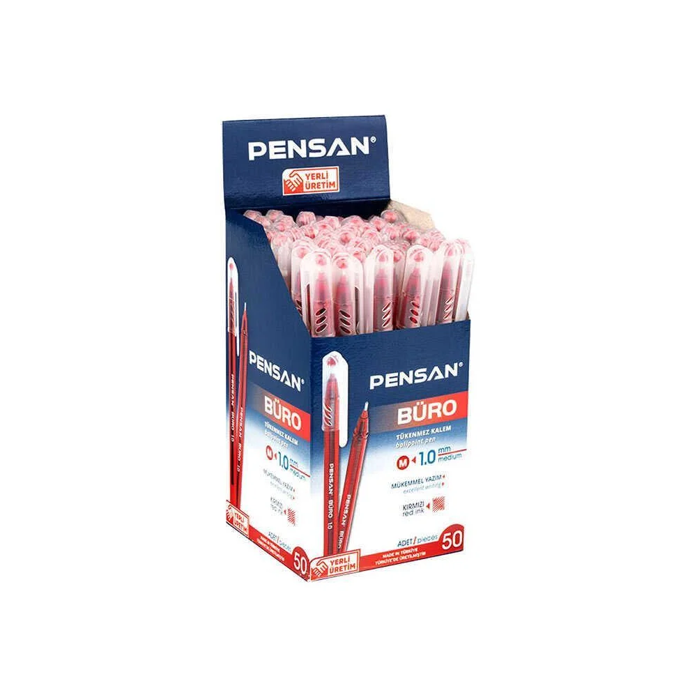 Pensan Büro Tükenmez Kalem 1.0 mm 2270 Kırmızı - Kutu - 50 adet