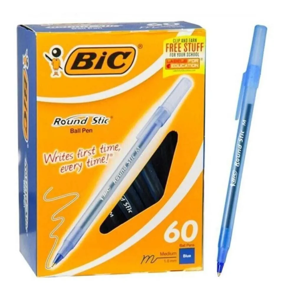BİC Tükenmez Kalem Round Stick Mavi-Kutu-60 adet