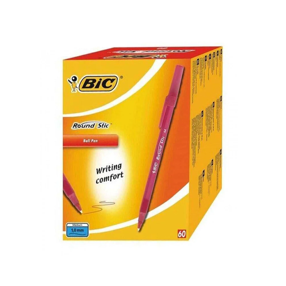 BİC Tükenmez Kalem Round Stick Kırmızı - Kutu - 60 Adet