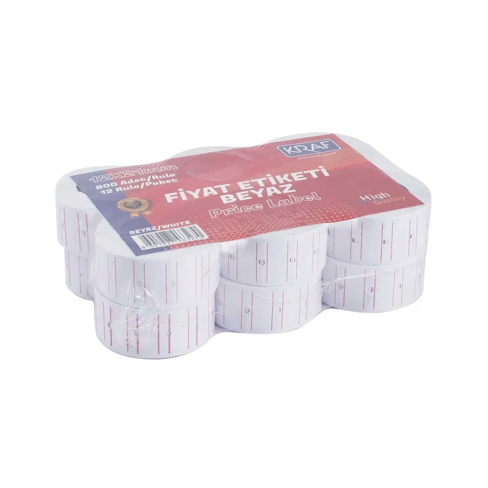 Kraf Motex Etiket 12x21 mm Beyaz Çizgili