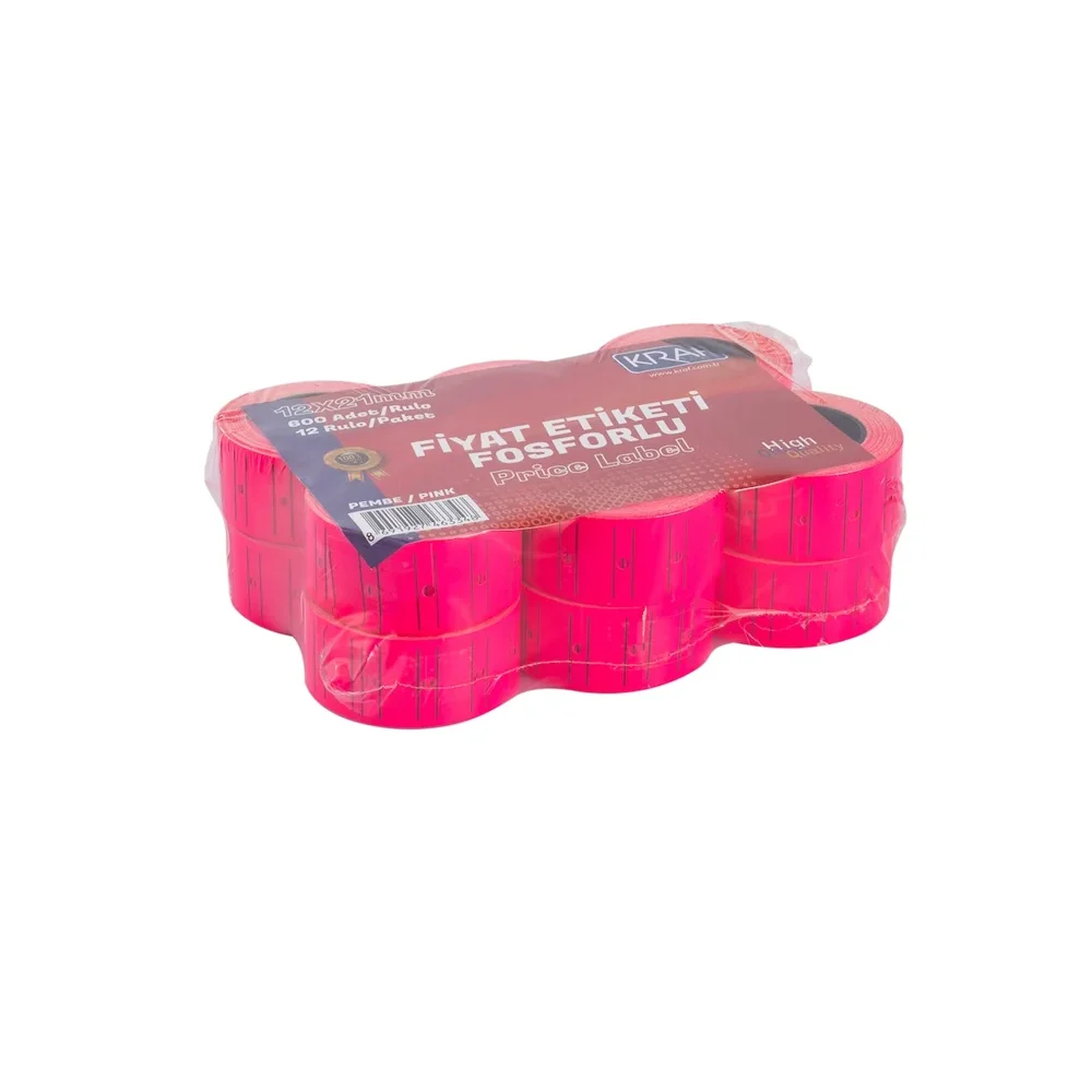 Kraf Motex Etiket 12x21 mm Fosforlu Pembe
