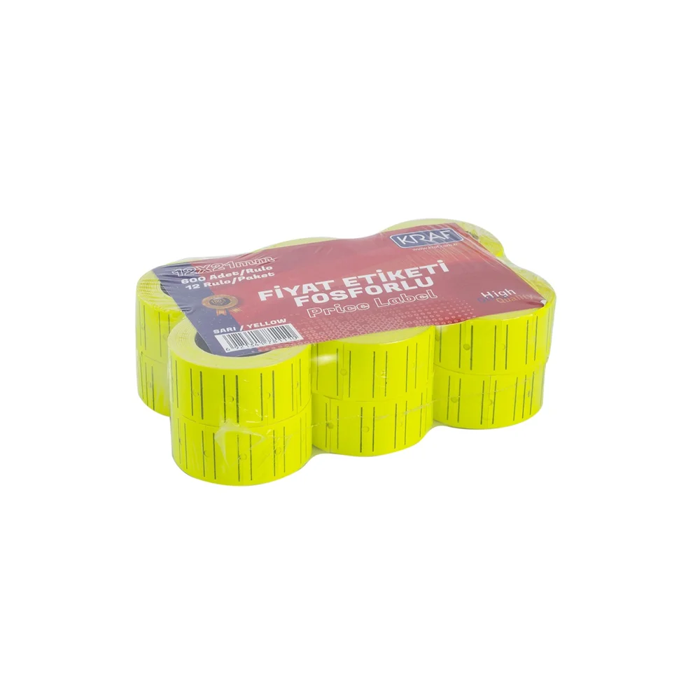 Kraf Motex Etiket 12x21 mm Fosforlu Sarı