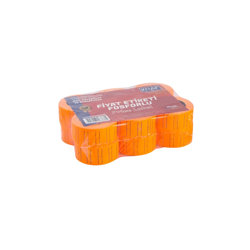 Kraf Motex Etiket 12x21 mm Fosforlu Turuncu