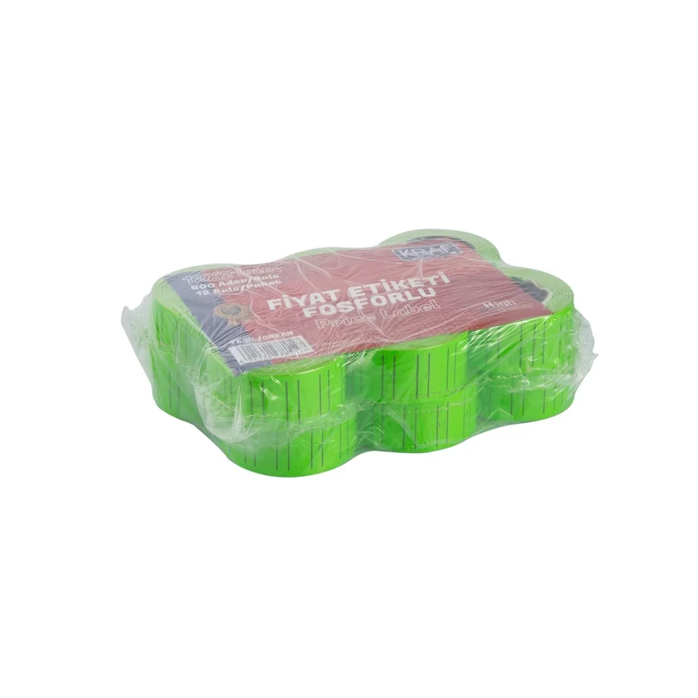 Kraf Motex Etiket 12x21 mm Fosforlu Yeşil