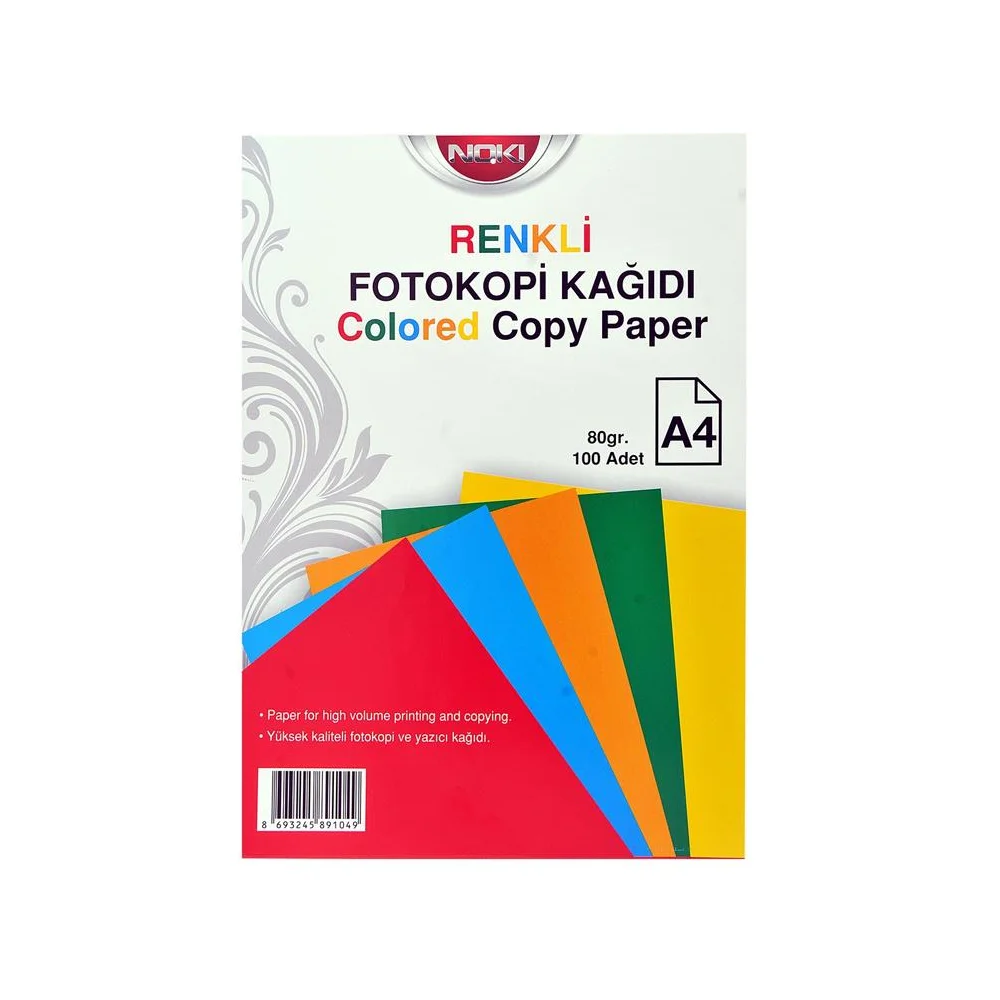 Noki A4 5 Renk 100 Yaprak Renkli Fotokopi Kağıdı
