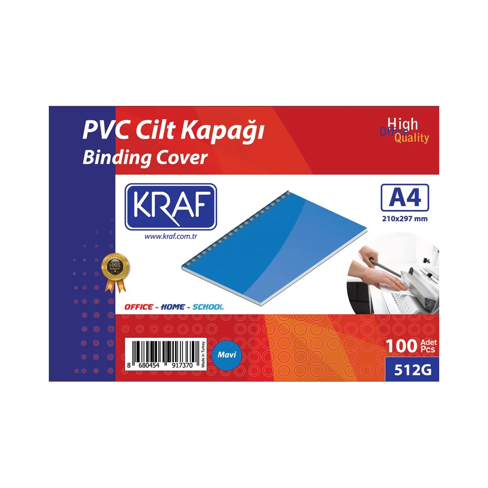 KRAF CİLT KAPAĞI A4 160 MİC. 100 LÜ MAVİ 512G