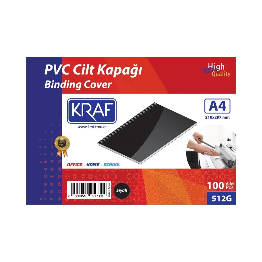 KRAF CİLT KAPAĞI A4 160 MİC. 100 LÜ SİYAH 512G