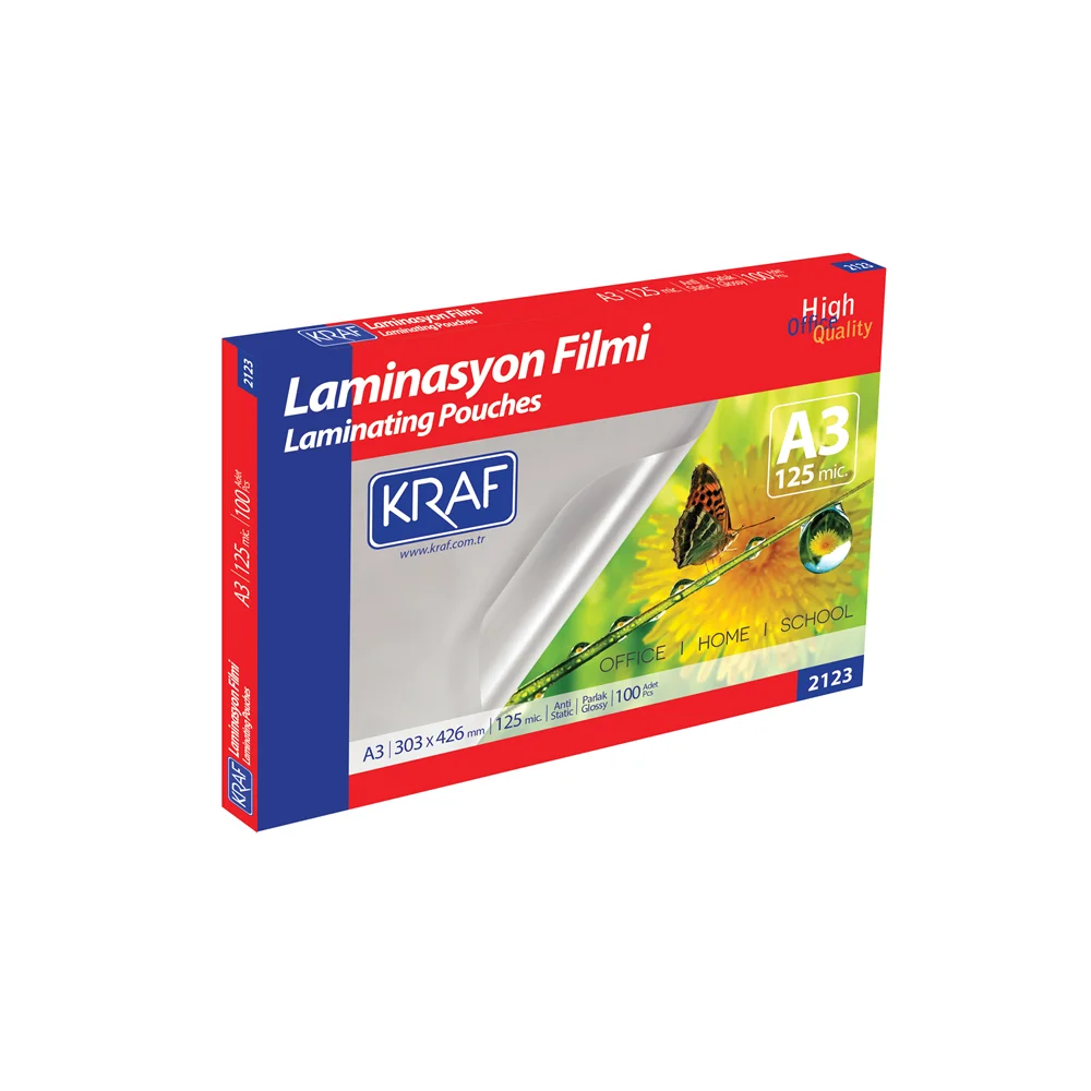 KRAF LAMİNASYON FİLMİ PARLAK A3 125MIC 100LÜ