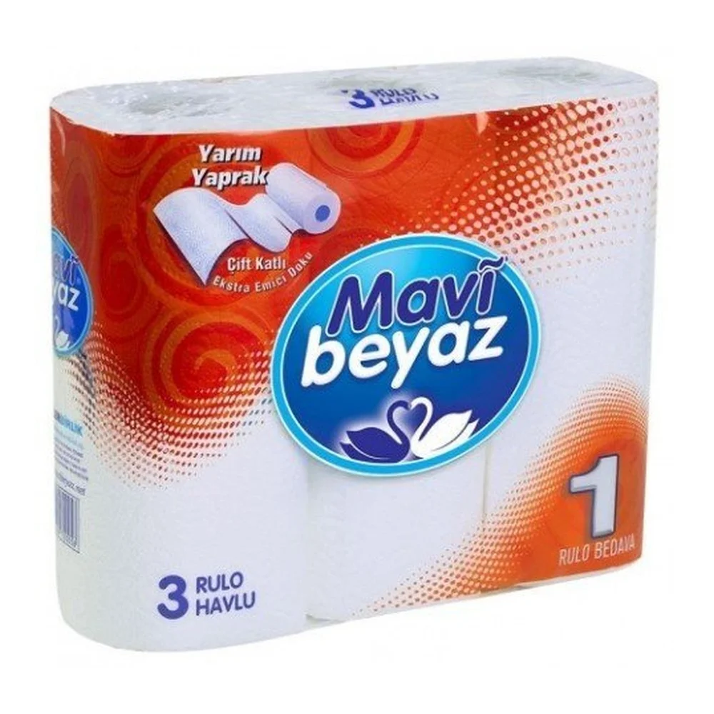 Mavi Beyaz Kağıt Havlu 3'lü