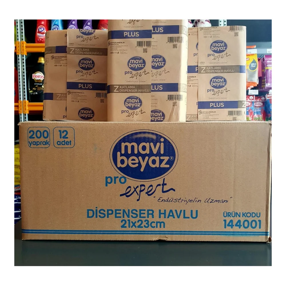 Mavi Beyaz Profesyonel Dispanser Havlu 21X21 200 Yaprak