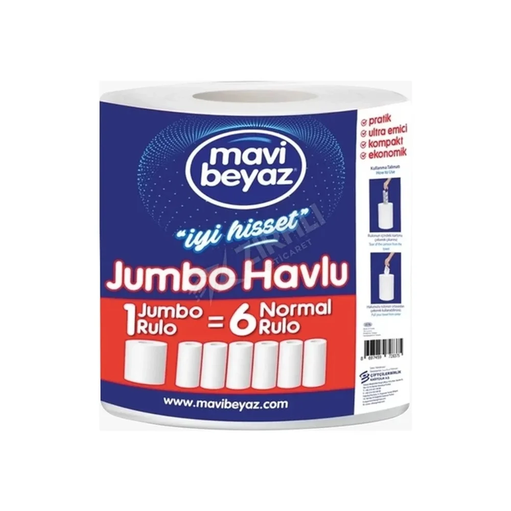 Mavi Beyaz Çeksil İçten Çekme Havlu