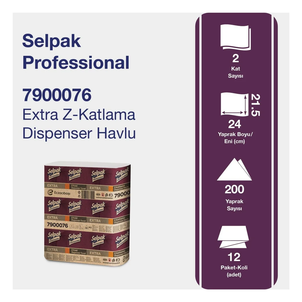Selpak Pro Extra Z-Katlı Dispenser Havlu 200'lü