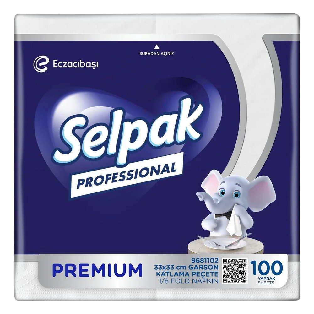 Selpak Pro Peçete Garson Katlama 33 Cm X 33 Cm 100'lü