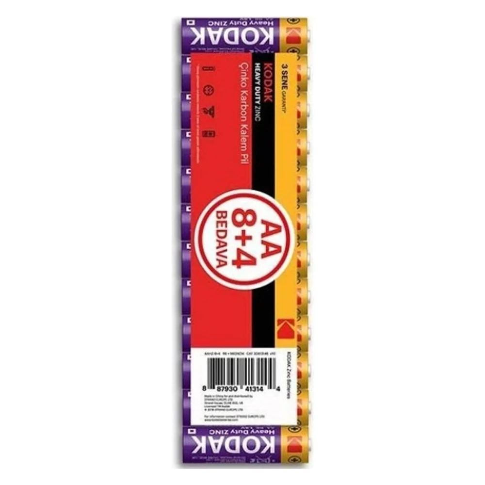 Kodak Çinko Karbon Shrink Kalem Pil 12 Adet