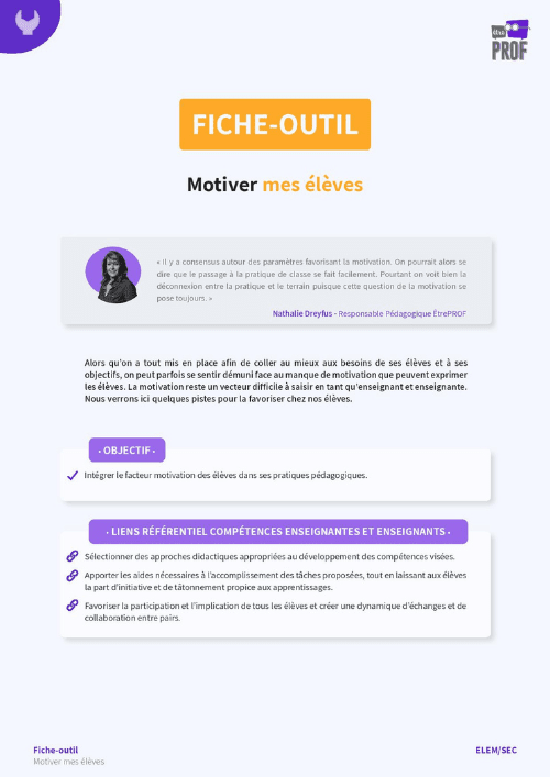 Motiver mes élèves