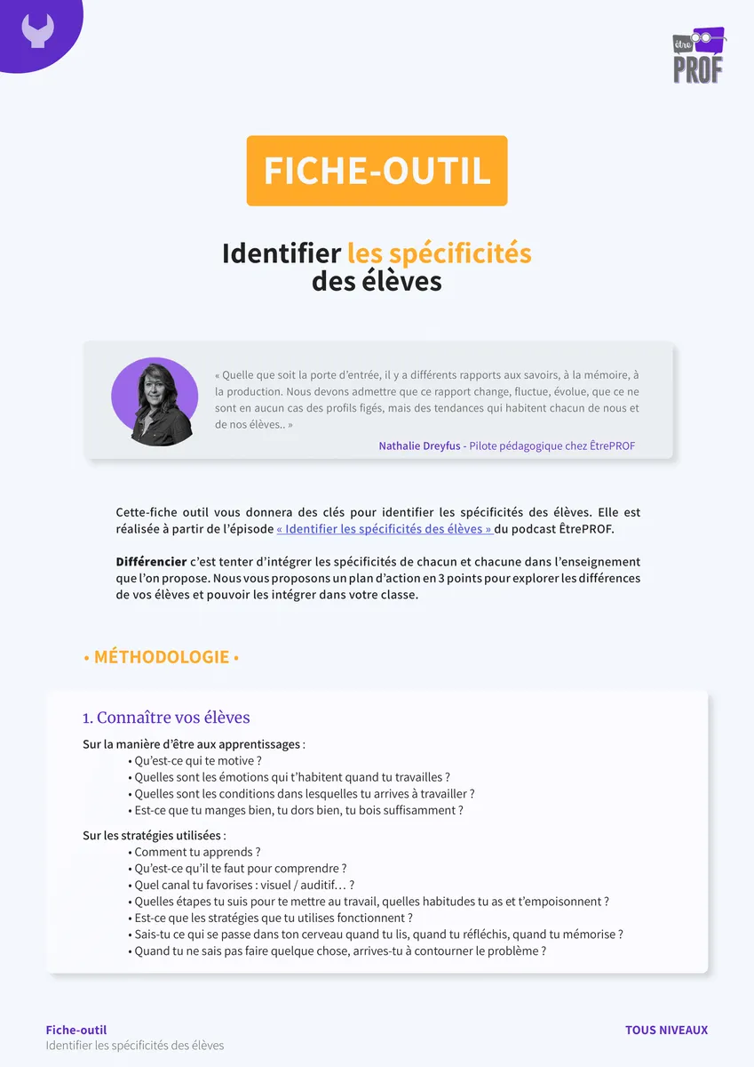 Identifier les spécificités des élèves