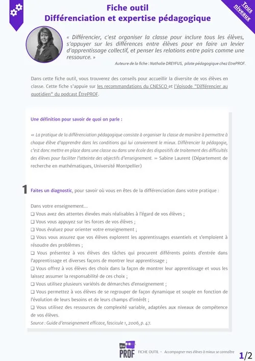 Différenciation et expertise pédagogique
