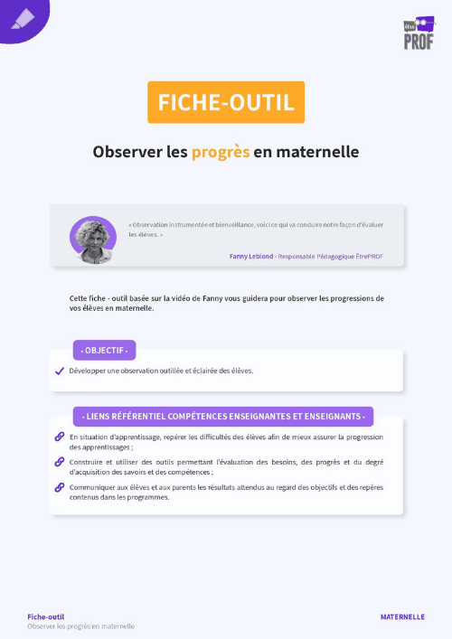 Observer les progrès en maternelle