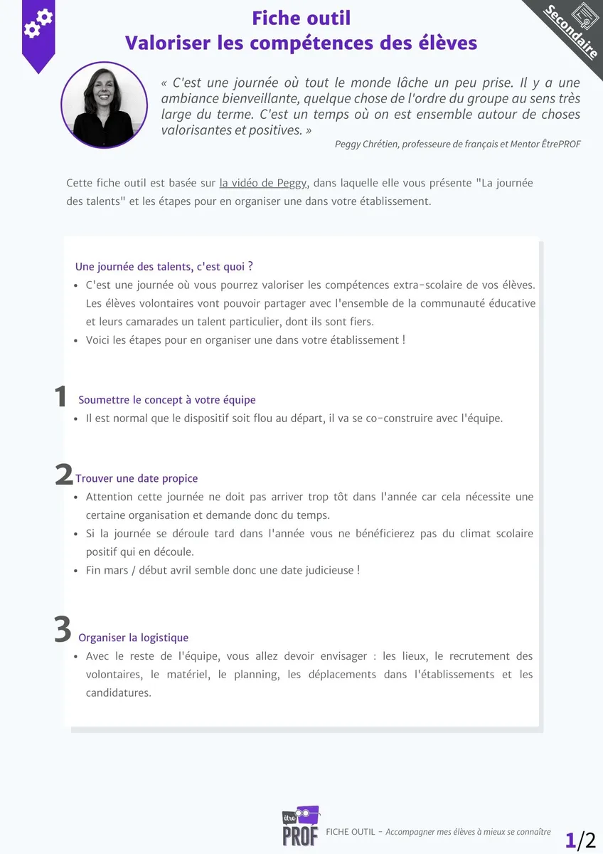 Valoriser les compétences des élèves