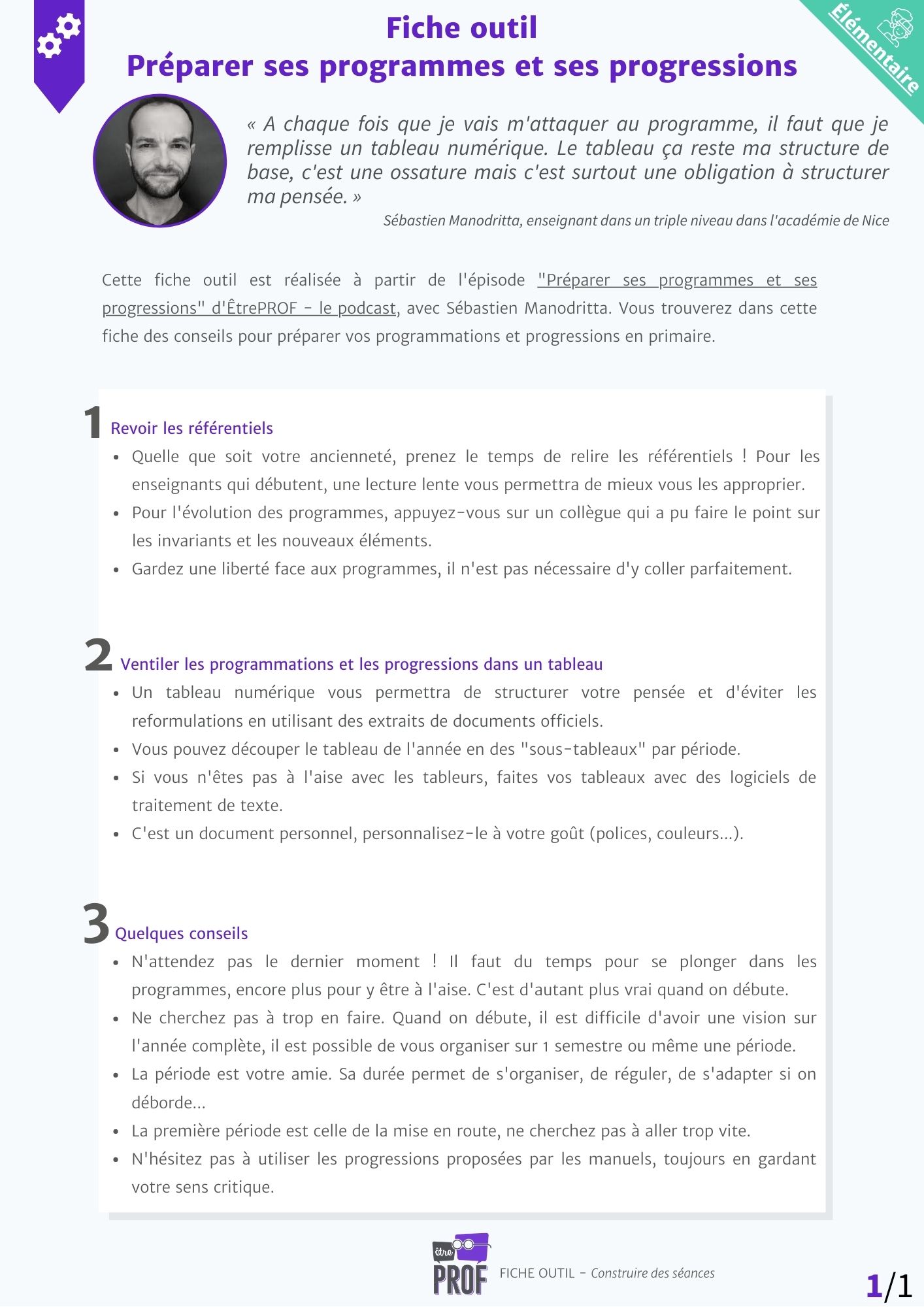 Préparer ses programmes et ses progressions