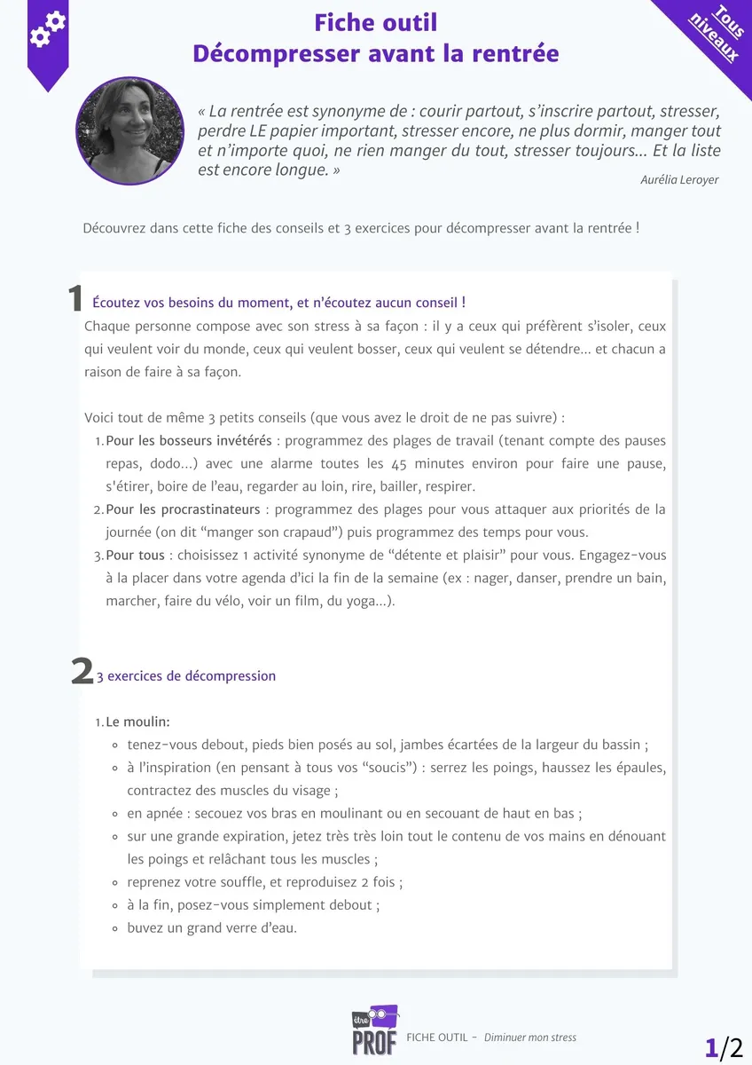 Décompresser avant la rentrée