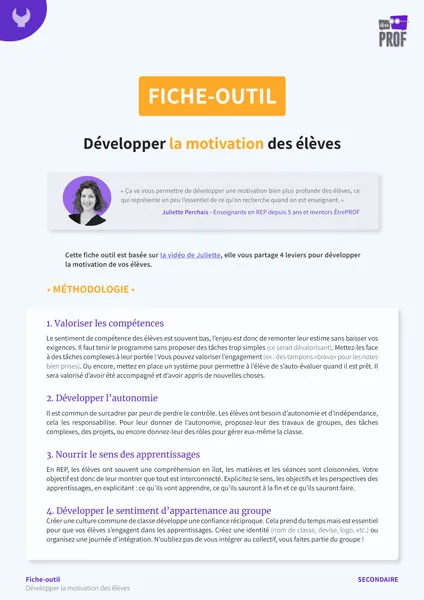Développer la motivation des élèves