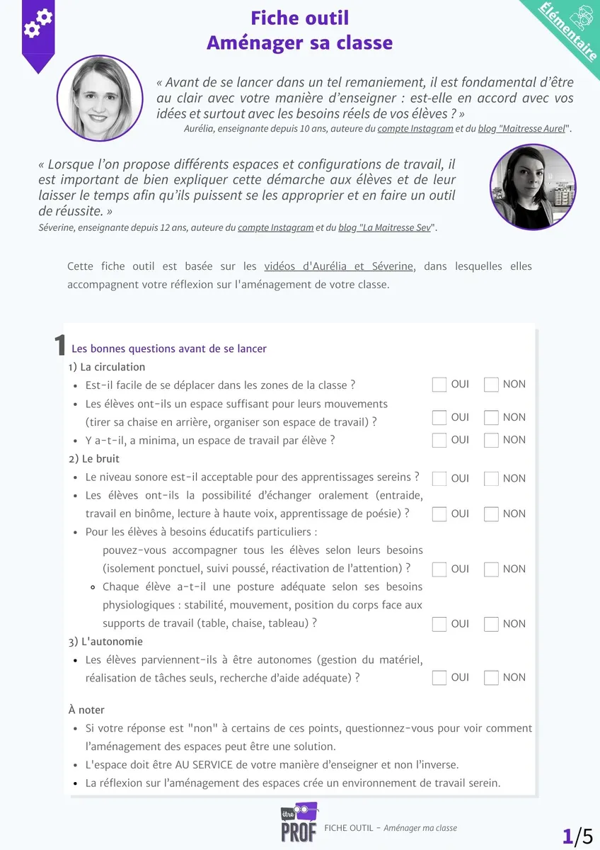 6 questions à se poser pour aménager sa classe