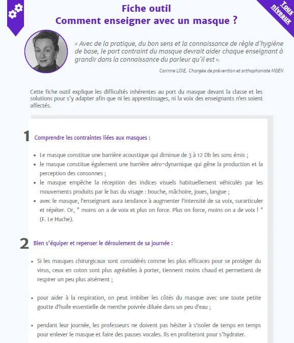 Comment enseigner avec un masque ? 