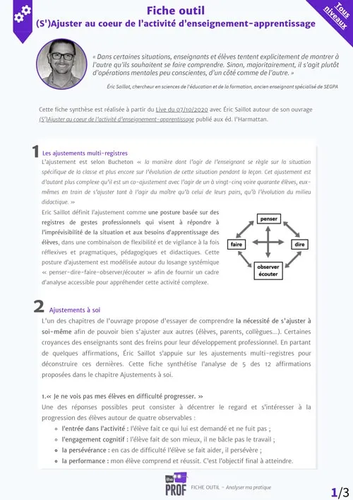 L'ajustement au cœur de l’activité d’enseignement