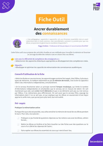 Ancrer durablement des connaissances