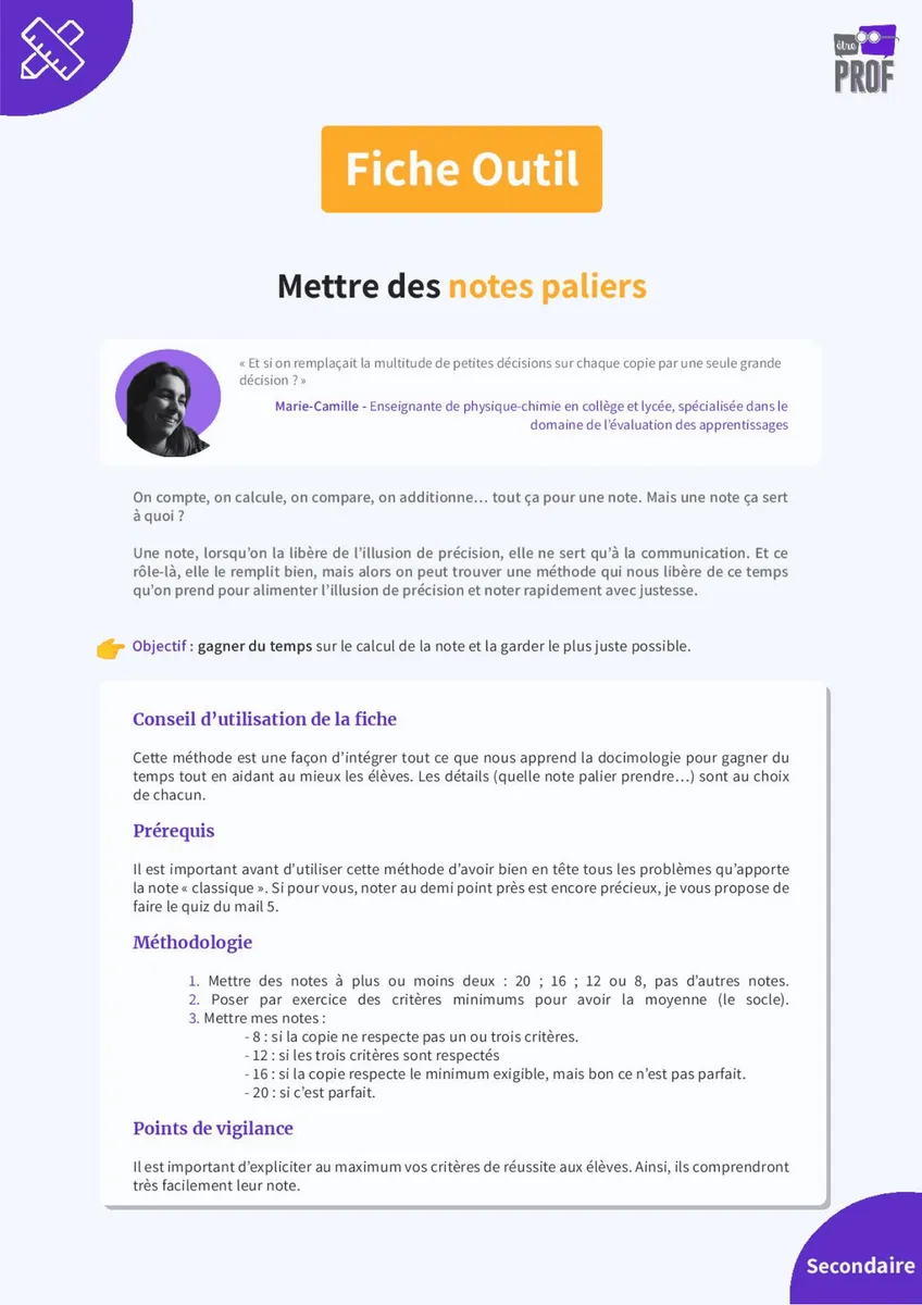 Mettre des notes paliers