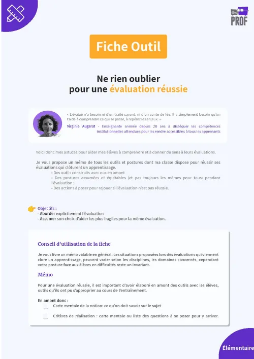 Ne rien oublier pour une évaluation réussie