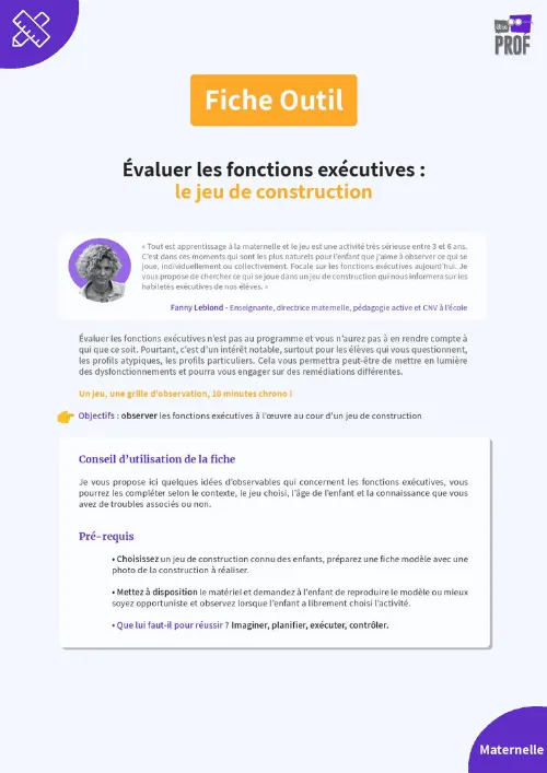 Évaluer les fonctions exécutives : le jeu de construction