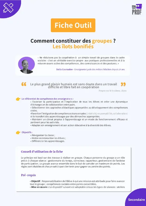 Comment constituer des groupes ? Les îlots bonifiés