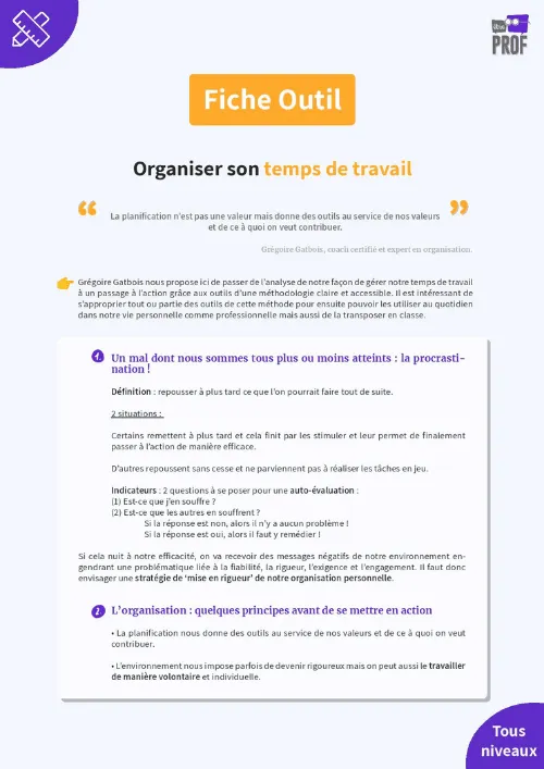Organiser son temps de travail